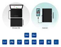 Tablette graphique Deco Fun L noire P01, stylet sans batterie, sensibilité à la pression 8192, résolution 5080LPI, USB-C, 10x6,27 pouces