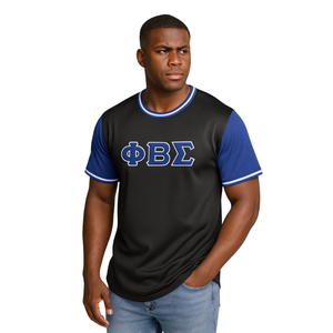 Phi Beta Sigma pull noir maillot de baseball avec manches bleues HBCU vêtements de fraternité grecque 100% t-shirt en maille de polyester - Product Image 1