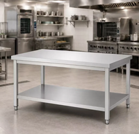 Tables de travail et tables de préparation en acier inoxydable commercial avec 2 étagères inférieures réglables, tables de préparation métalliques robustes