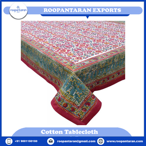 Nouveaux produits décoration de mariage nappe bloc de main imprimé concepteur pur coton nappes à vendre au prix le plus bas - Product Image 2