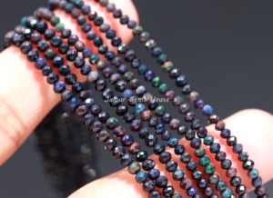 Vente chaude belle opale éthiopienne noire naturelle à facettes forme ronde 2mm- 2.5mm perles perles en gros pour la fabrication de bijoux artisanat - Product Image 3