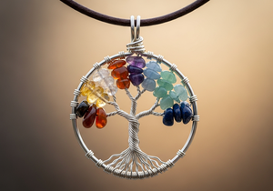Colgante de cristal curativo de siete Chakras hecho a mano, diseño de latón a la moda con múltiples incrustaciones de piedras preciosas, colgante de flor de latón para el amor - Product Image 4