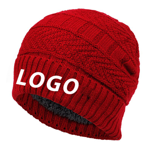 Gorros cálidos de invierno para esquí al aire libre, gorros de calavera de Color sólido personalizados para hombres y mujeres, gorro con logotipo bordado y puños - Product Image 5