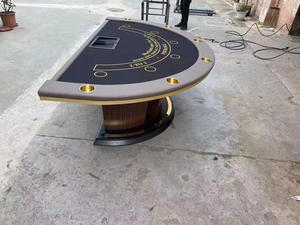 โต๊ะโป๊กเกอร์แบล็คแจ็คแบบครึ่งวงกลม โต๊ะคาสิโนสั่งทำพิเศษ คุณภาพระดับมืออาชีพ วัสดุ MDF+ไม้+PU ขนาด 220x120x98 ซม. รับทำโลโก้ตามสั่ง - Product Image 4