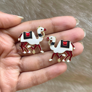 Designer Classic Brass Material <b>Jhumkas</b> Camel Design Studs <b>Earrings</b> for Women and Girls <b>Earrings</b> for Wedding Party, Hldi Favors - Product Image 1