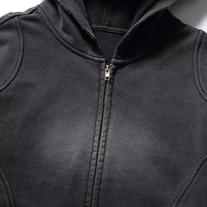 Sweat à capuche zippé pour homme de haute qualité, personnalisé, délavé à l'acide, surdimensionné, en coton, lourd, en molleton, zippé, pour homme - Product Image 3