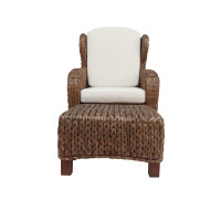 Fauteuil de loisirs moderne Grandpa avec pouf en rotin naturel et jacinthe d'eau pour salon, hôtel et villa