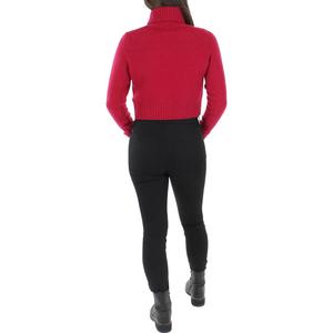 RE/DONE Maglione da Donna alla Moda in Misto Lana, Slim Fit, Collo Alto, Traspirante, Casual, con Decorazione a Bottoni, Lavorato a Maglia, Invernale, Colore Rosso - Product Image 2