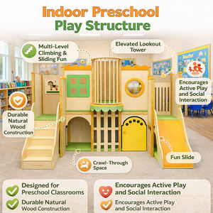 Aire de jeux intérieure en <span class=keywords><strong>bois</strong></span> Montessori pour la maternelle avec zones d'escalade sécurisées et espaces de jeu pour l'équipement de garderie - Product Image 2