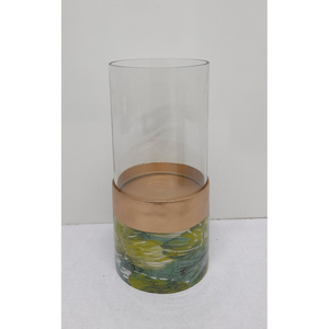 Design unique en métal et verre ouragans bougeoir décalcomanie émail fini maison dessus de Table décoratif fait à la main personnalisé - Product Image 2