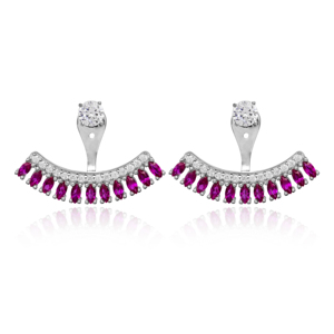 Rubí CZ piedra forma geométrica diseño elegante pendiente turco al por mayor hecho a mano plata mujer joyería - Product Image 1