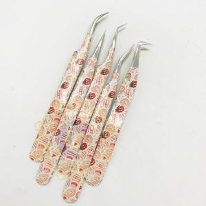 Pince à épiler de revêtement de papier personnalisée professionnelle pointe argentée poignée lisse pince à épiler à la main durable pince à cils marque privée - Product Image 1