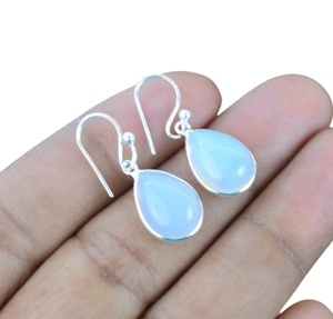 ของขวัญต่างหูผู้หญิงสำหรับของขวัญคริสต์มาสรูปลูกแพร์นมโอปอล925สเตอร์ลิงอัญมณีเงินแท้ - Product Image 1