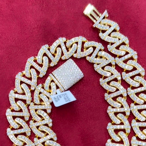 Collar de Hombre de Plata de Ley 925 Chapado en Oro con Moissanita Tallada de Alta Calidad, Cadena Cubana Hip Hop de 18 mm, Más Vendida - Product Image 6