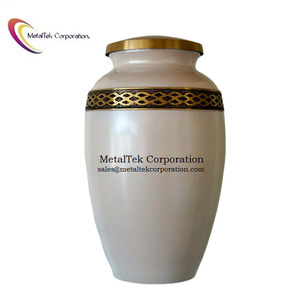 Urnes de crémation en laiton de style américain adulte Bandeau doré Finition marbre blanc Fournitures funéraires Pots en métal pour souvenir Cendres humaines - Product Image 2