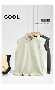 <b>White</b> Cotton Solid Color Breathable Breathable Sleeveless O-Neck Collar Sporty Loose Fit Garment Dyed <b>Tank</b> <b>Top</b> - Product Image 3
