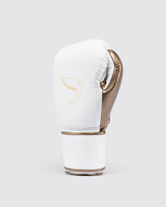 Guantes de boxeo de par Muay Thai MMA de lucha profesional de acolchado suave dorado blanco de Venta caliente de alta calidad - Product Image 2