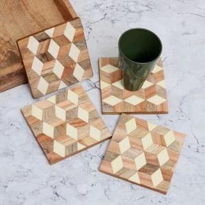 Artistic Meena Wooden <b>Coaster</b> Set Handmade Classic Traditional Colorful Patterns <b>Heat</b> Resistant Durable Eco-Friendly - Product Image 6