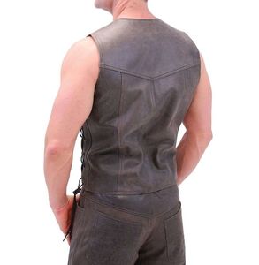 Veste en cuir tendance d'automne, sans manches, en cuir PU, gilets et gilets pour hommes, vente chaude en usine - Product Image 5