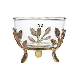 Frutero de tendencia superior hecho a mano de gran capacidad para servir alimentos y frutas, cuenco de latón, cuenco de cristal para platos de frutas, contenedor - Product Image 2