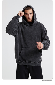 Evertop Custom Logo 420 Gsm Vintage Washed Sudadera con capucha para hombre 100% algodón Sudadera con capucha en blanco Extra grande - Product Image 4