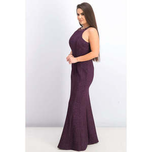 Abito da sera lungo da donna Nightway in maglia glitterata, viola, taglia 4, con vita impero e lavorazione all'uncinetto, brillante, ideale per la madre della sposa - Product Image 2