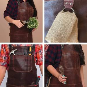 Delantal de cuero personalizado para peluquero Delantal de cuero marrón para el hogar y la cocina - Product Image 3