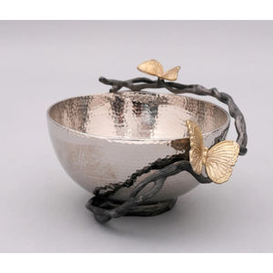 Bol de pièce maîtresse de décor à la maison avec bol à salade en feuille d'or bol de service de finition en métal argenté de qualité supérieure pour les fêtes - Product Image 2