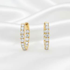 925 Sterling Silver Luxury Huggie <b>Hoop</b> Earrings Round Cut Moissanite Diamonds Chunky Design Unisex Engagement Wedding Party Gift - Product Image 2