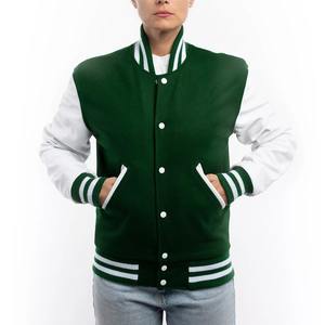 Chaqueta Varsity con mangas blancas Forro acolchado Cuerpo de lana Botón a presión College CollegeBaseballjacket para hombres Envío DDP - Product Image 6