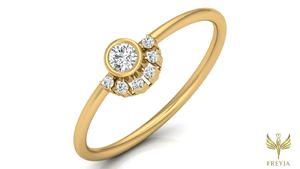 Bague de mariage en diamant art déco coupe ronde en or jaune 14 carats bague de fiançailles anniversaire de fournisseurs vermeil d'éternité - Product Image 6