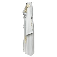Robe Abaya parapluie de style turc moderne pour femme, col en V, motif uni, respirante, extensible dans quatre directions, légère, en polyester, longueur MAXI