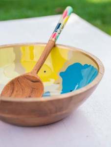 ชามไม้พิมพ์ลายระบายสีด้วยมือแบบพรีเมี่ยมสำหรับตกแต่งห้องครัวห้องรับประทานอาหารและการตกแต่งภายในบ้านที่สวยงาม - Product Image 5