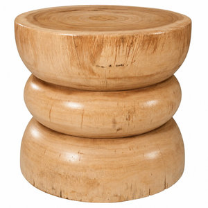 Tabouret empilable en bois de Suar massif, finition naturelle, design organique contemporain, qualité supérieure, polyvalent, pour salon - Product Image 1
