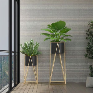 Jardinières Rondes Modernes en Métal Grand Design Stand Maison Jardin Salon Décoration Lot de 2 - Product Image 3