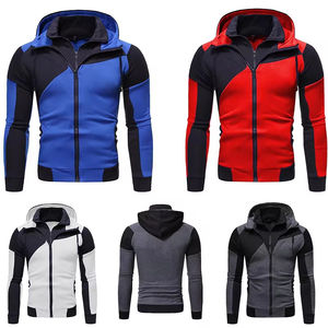 Vente en gros sweat-shirt décontracté personnalisé printemps automne veste pour homme mode Patchwork LOGO personnalisé hommes sweats à capuche avec fermeture éclair expédition DDP - Product Image 2