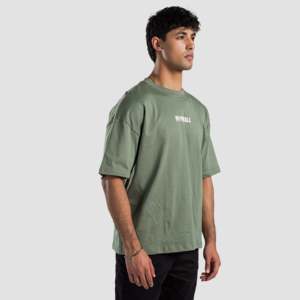 เสื้อยืดผู้ชายทรงโอเวอร์ไซส์ ผ้าคอตตอนเจอร์ซีย์ 280 กรัม เนื้อผ้าระบายอากาศได้ดี ลายกราฟิกโลโก้แบบนามธรรม สีเขียว สไตล์ลำลองแนวสตรีทแวร์ - Product Image 5