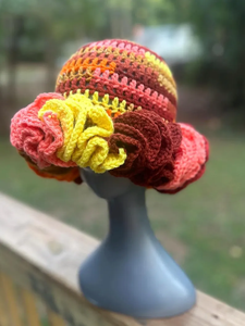Sombrero de Ganchillo con Volantes y Diseño a Cuadros Colorido para Uso Diario y Fiestas, Estilo Punkins Perfection, para Primavera y Verano - Product Image 3