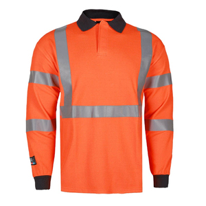 Hi Vis Camisas Naranja Manga larga Reflectante Polo Camisa Seguridad Resistente al fuego Ropa DE TRABAJO Polos para construcción - Product Image 1