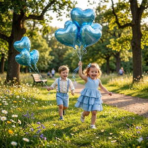 ลูกโป่งฟอยล์รูปหัวใจสีฟ้า ขนาด 24 นิ้ว/60 ซม. ผิวโครเมียมเมทัลลิกมุก สำหรับงานปาร์ตี้วันแม่ งานรับปริญญา งานปีใหม่จีน - Product Image 3