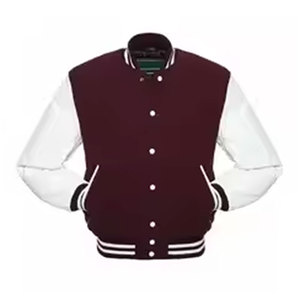 Veste de baseball classique de type Letterman, prix de gros, veste de baseball de type Letterman unie rose pour hommes - Product Image 4