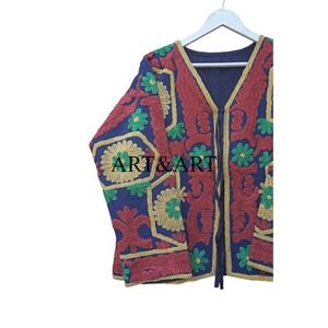 Chaqueta Acolchada de Algodón para Mujer, Diseño Suzani con Bordado de Pato, Ecológica, Transpirable, para Otoño/Invierno - Product Image 3