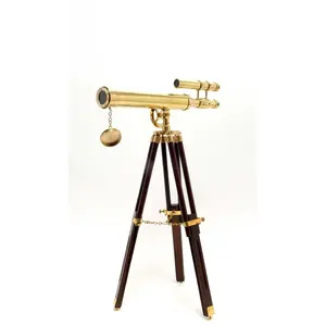 Telescopio de latón en marrón con trípode para laboratorios de ciencia náutica, juguete educativo con trípode, precio al por mayor - Product Image 2