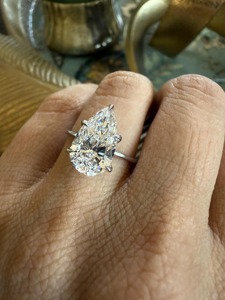 Elegant Pear Cut Lab Grown Diamond <b>Ring</b> for Women Engagement Wedding Fine Jewelry Designer Bridal Gift <b>Statement</b> <b>Ring</b> - Product Image 3