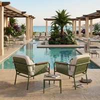 Ensemble de chaises longues d'extérieur en aluminium sur mesure OEM pour resort, club de plage, résistant à l'eau