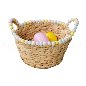 Panier de pâques mignon avec perles colorées garniture œufs de jacinthe d'eau panier pour pâques panier doux cadeau pour enfants en vacances - Product Image 1