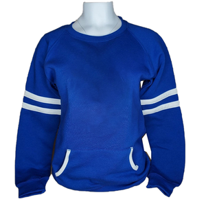 เสื้อสเวตเตอร์พิมพ์ลายโลโก้ด้านหน้าปักลายโลโก้ตามสั่งสไตล์กรีกสีฟ้าและสีขาว - Product Image 1