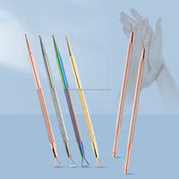 Pousse-cuticules professionnel en acier inoxydable, lime à ongles double face, double tête, pour manucure et pédicure, soin des ongles