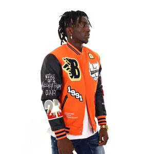 Veste Letterman à bas quantité minimale de commande pour l'extérieur Veste Letterman pour hommes Vêtements de mode Veste Letterman avec logo personnalisé pour hommes - Product Image 5