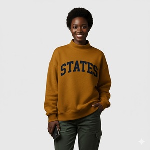 Professional High Quality Casual Fashion Slim Fit Stretch Knit Breathable Eco-Friendly Winter <b>Mock</b> <b>Neck</b> Sweatshirt <b>Top</b> Ladies - Product Image 3